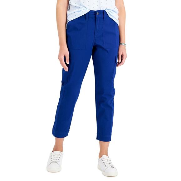 Style & Co Modern Cargo Straight Mid-Rise Blue Pants Size 6 - Picture 1 of 7